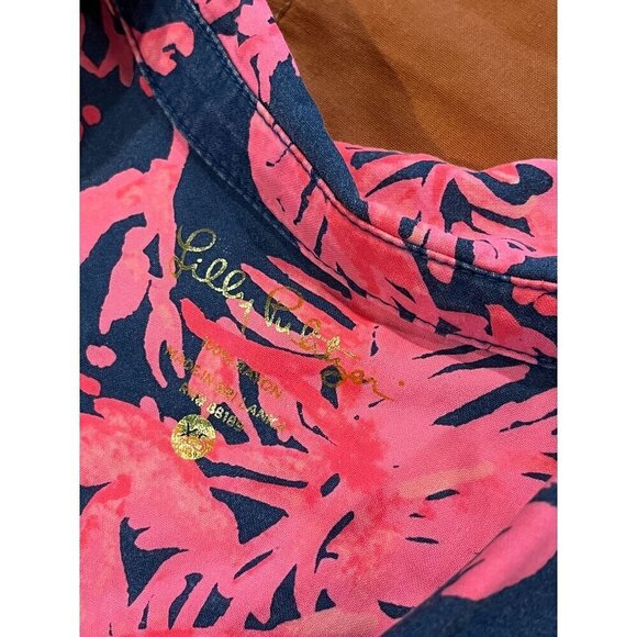 Lilly Pulitzer Womens Tropical Print Tunic Dress M Cotton Navy & Pink XS - Picture 6 of 10